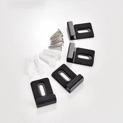 No Slip Glass Mounting Kit For Bathroom Walls Heavy Duty Glass Clamps with screws and anchors on white surface
