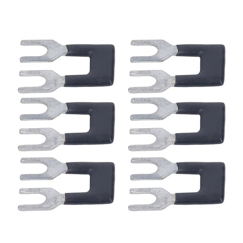 Set of spade connectors from Fork Type Terminal Strip Jumper Block Barrier Electrical Crimp Easy Install Insulated Spade Wire Connector Cuttable