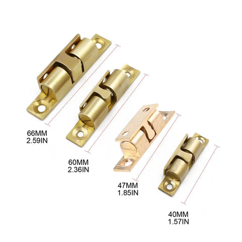 Different sizes of Double Ball Cabinet Door Catch With Adjustable Tension Roller Latch for small cabinets and cupboards.