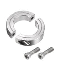 Heavy Duty Split Clamp On Shaft Collar For 1-1/8 Inch Shaft, Two-Piece Clamp, 304 Stainless Steel with set screws shown