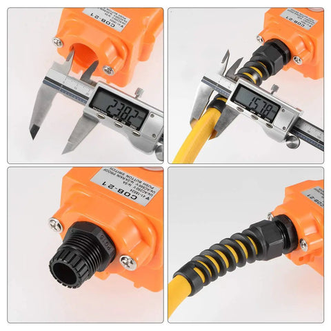 PG7 Cable Gland With Strain Relief Waterproof Nylon Plastic Connector for 3mm to 6.5mm Wire Diameter installed in orange electrical box