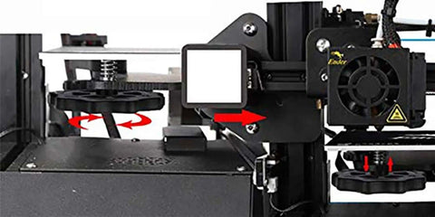 40mm Hand Twist Leveling Nut Kit Set Of Four For 3D Printers With Bed Spring Compressors And M4X40 Screws installed on printer