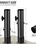 Heavy Duty Adjustable Table Leg Extenders Deliver Two Game Changer Heights At Three Point Five And Five Inches shown with measurements.