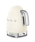 Side view of Variable Temperature Electric Kettle 1.7L With Fast Boil 1400W For Tea Or Coffee Nerds 122F To 212F Adjustable Temperature Keeps Warm Auto Shut Off 360 Degree Swivel Base Retro Cream Finish.