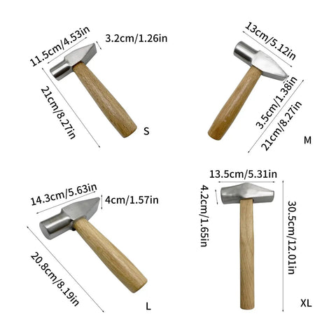 Sizes of Heavy Duty Flat Faced Hammer for Jewelry Making and Metalworking, Durable Chasing Hammer With A Comfy Grip For Silverwork