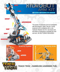 Hydrobot Arm Kit Hydraulic STEM Building Toy For Kids 12 Plus, featuring multi-axis water-powered robot arm model.