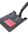 Heavy Duty Square Point Shovel With 14 Gauge Steel Head And D-Grip Fiberglass Handle For Landscaping Digging Soil Moving Cleanup Yard Work And Tough Outdoor Projects Made In The USA 46 Inch – close-up of steel head