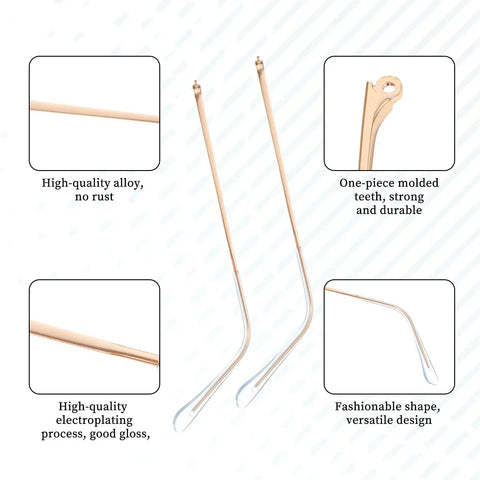 Gold Metal Eyeglass Temple Replacement Arms With Clear Tips Complete Repair Kit Includes Screwdriver And Screws For A Solid Frame Repair showcasing durable gold arms.