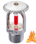 Heavy Duty Copper Pendent Fire Sprinkler Head With 155F Quick Response Activation And Half Inch Thread Straight Up Ready For Top Tier Residential Properties, showing threaded cap with red trigger.