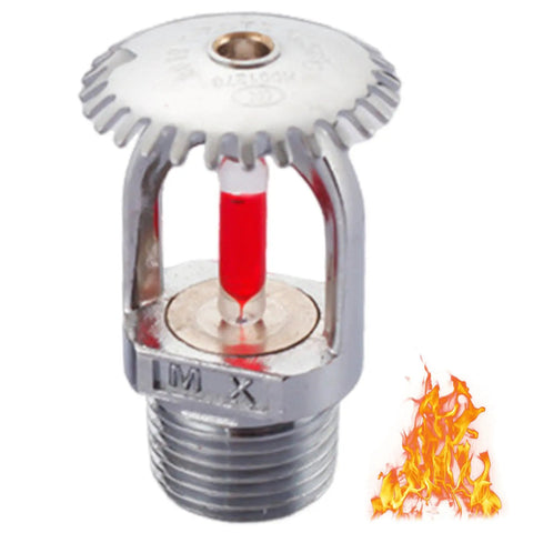 Heavy Duty Copper Pendent Fire Sprinkler Head With 155F Quick Response Activation And Half Inch Thread Straight Up Ready For Top Tier Residential Properties, showing threaded cap with red trigger.