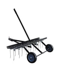 Tow Behind Dethatcher With 40 Inch Wide Working Surface And 20 Spring Steel Tines For Lawn Thatch Removal Compatible With ATVs And Mowers Lift Handle For Easy Haul Boosts Lawn Health And Greener Grass