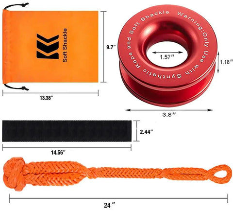 Heavy Duty Soft Shackle Recovery Kit Half Inch By Twenty Two Inch 56,000 LBS UHMWPE Ring Kit For ATV, UTV, SUV, Truck Off Road