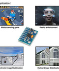 GY-521 MPU-6050 6 DOF Sensor Module Pack With 3 Axis Accelerometer Gyroscope And 16 Bit ADC Output I2C Data Interface For Arduino DIY Projects Five Piece Kit For Easy Prototyping And Robotics, blue PCB module