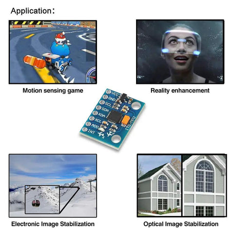 GY-521 MPU-6050 6 DOF Sensor Module Pack With 3 Axis Accelerometer Gyroscope And 16 Bit ADC Output I2C Data Interface For Arduino DIY Projects Five Piece Kit For Easy Prototyping And Robotics, blue PCB module
