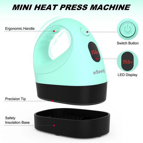 Badass Compact Heat Press Machine With Lightning Fast Heating And Adjustable Temperature Controls Plus Foolproof Auto Shut Off For Stress Free Craft Sessions And Tee Makeovers In Fresh Green