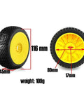 Off Road RC Tire Wheel Set 1 8th Scale 116mm 17mm Hex For Buggy Cars Yellow Durable Plastic And Rubber Build Delivers Solid Grip