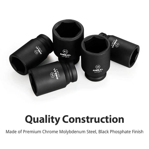 Three Quarter Inch Drive Deep Impact Socket Set, 13 Piece Metric Through 41mm, 6 Point Design, displayed with quality construction