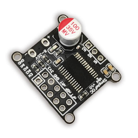 Compact Three Phase Brushless DC Motor Driver Board With DRV8313 For FOC Control SVPWM SPWM, top view of black circuit module.