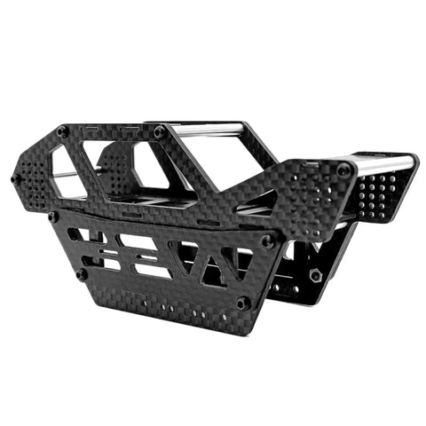 Beefy 1 To 24 Scale RC Car Chassis Frame Roll Cage Upgrade For Wrangler Gladiator Bronco with carbon fiber and aluminum build.