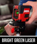 65 Ft Green Cross Line Laser Level With Self Leveling, USB Rechargeable Battery on tripod for cabinetry and trim work