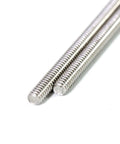 Stainless steel fully threaded rod, 1/4-20, 12 in length, right-hand threads, 2 pieces visible