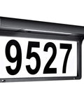 Solar Powered Address Sign With LED Illumination Auto Dusk To Dawn Sensor Weatherproof Outdoor Metal Plaque displaying number 9527