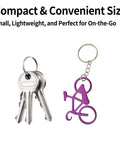 Six Pack Bicycle Bottle Opener Keychain Kit with chain key ring next to keys, anodized aluminum, compact size