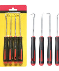 4-piece automotive pick tool set with stainless steel picks and black/red ergonomic handles