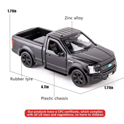 Licensed F150 One Thirty Six Scale Zinc Alloy Die Cast Pickup Truck Toy For Kids Toddlers with realistic details.