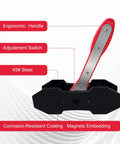 Brake caliper piston compressor tool kit with red ergonomic handle, 360° ratchet, includes 4 hooks and 2 steel plates.