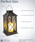 Outdoor Solar Lanterns 2 Pack 14 Inch Waterproof LED Hanging Lights With Flickering Flameless Candle For Garden Patio Table Decor Lasts 3X Longer 12 To 16 Hour Run Time Monocrystalline Panel showing metal lantern design