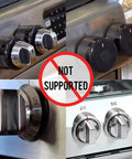 Image showing unsupported stove knob types for Clear 6 Pack Stove Gas Knob Covers For Kids Safety.