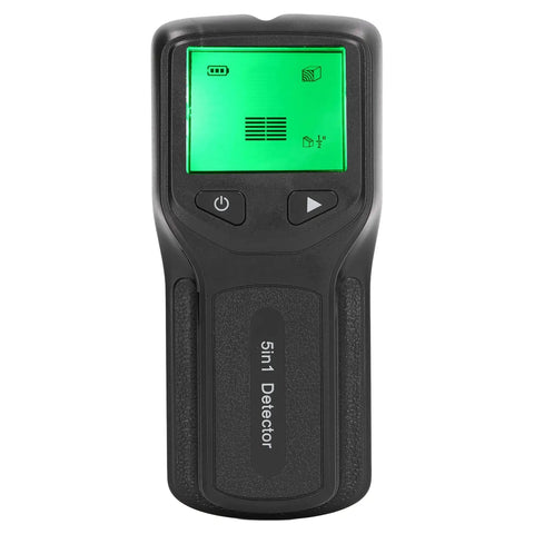 TOPINCN Stud Finder Wall Scanner 5 in 1 Ac Wire Metal Detection (Black) with green display and buttons, showing detection modes.