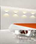 Modern living room with dimmable wall sconce set of 2 plug in LED wall lamps 12W acrylic modern lighting on white wall