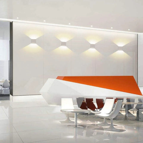 Modern living room with dimmable wall sconce set of 2 plug in LED wall lamps 12W acrylic modern lighting on white wall