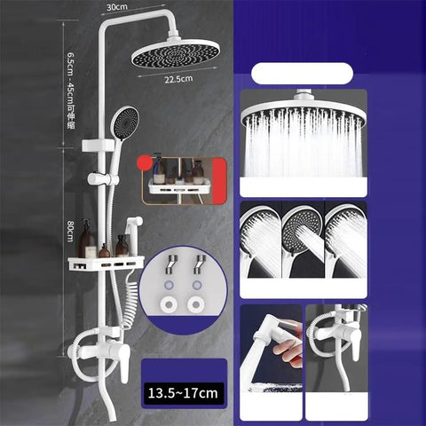 Surface Mount Bathroom Faucet With Handheld Shower 304 Stainless Steel Hot And Cold Mixer Install Without Tools Silicone Anti Clog Pores For Kids Pets Copper Core Top Shelf Quality with wall mount design and accessories.