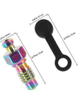Badass Titanium Alloy Brake Bleeder Screw Set With Dust Caps For Motorcycles Mountain Road Bikes Dirt Rig Slick Fluid Bleed No Sweat Backyard Mechanic Must Have Gear, showcasing a titanium screw and dust cap.