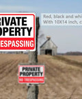 No Trespassing Private Property Sign 14x10 Inch Aluminum Weatherproof Outdoor Yard Fence Durable UV Printed Two Pack red black