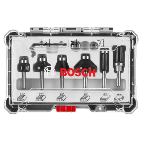 RBS006TES 6 Piece Carbide Tipped Trim and Edging Router Bit Set For Fine Finishing In Soft And Hard Wood And Wood Composites