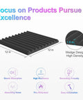 12 Pack Professional Grade Soundproofing Foam Wedges For Walls High Density Polyurethane Acoustic Panels flat wedge design 12x12 inches