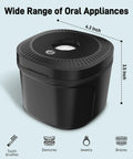 Ultrasonic Retainer Cleaner with UV Lights 45kHz Deep Cleaning Pod in black, 4.3x3.5 inches, for dentures and aligners.