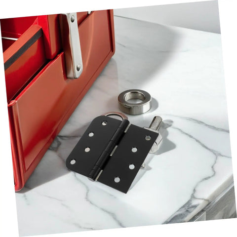 Premium Black Matte Indoor Door Hinges For Interior Wood Doors Stainless Steel inside Hardware, set of three on marble surface.