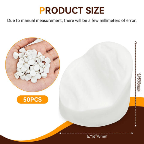 Product size illustration of 50Pcs Entry Door Plugs Set For Door Frames And Window Screw Holes White Diameter Five Sixteenths By One Quarter Inch