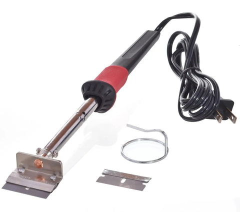 Long Handle Adhesive And Vinyl Decal Remover With Razor Blade Scraper For Floor And Wall Surfaces Hot Knife Edge shown with accessories