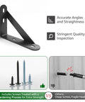 Heavy Duty Steel Wall Mount Shelf Brackets 4x3 Inch Black L Brackets showcasing strong design with screws for reliable mounting.