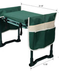 Kneeler And Seat Bench For Gardening With Foldable Stool, 10 Inch Wide Cushion, EVA Foam Pad, with tool pouches, side view