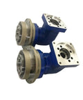 No Nonsense High Precision Padr Series Planetary Gearbox Speed Reducer With Rotary Flange Output And Hollow Shaft Motor Reductor, blue metal housing, dual unit view.