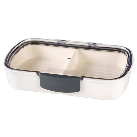 Split Deli Storage Container With Airtight Silicone Seal And Dry Erase Lid For Meats And Cheeses, Keeps Bacon Fresher Longer, The 11.75 Inch Kitchen Organizer You Need, shown open and empty