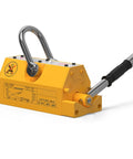 Heavy Duty Magnetic Lifter Industrial Neodymium Hoist Magnet 6600 Pound Steel Handler showing yellow design and lifting handle.