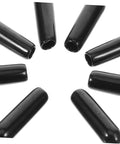 200 Pack Black Plastic Dishwasher Rack Prong Tip Covers Heavy Duty Replacement Caps, close-up view of tips for kitchen utensil basket.